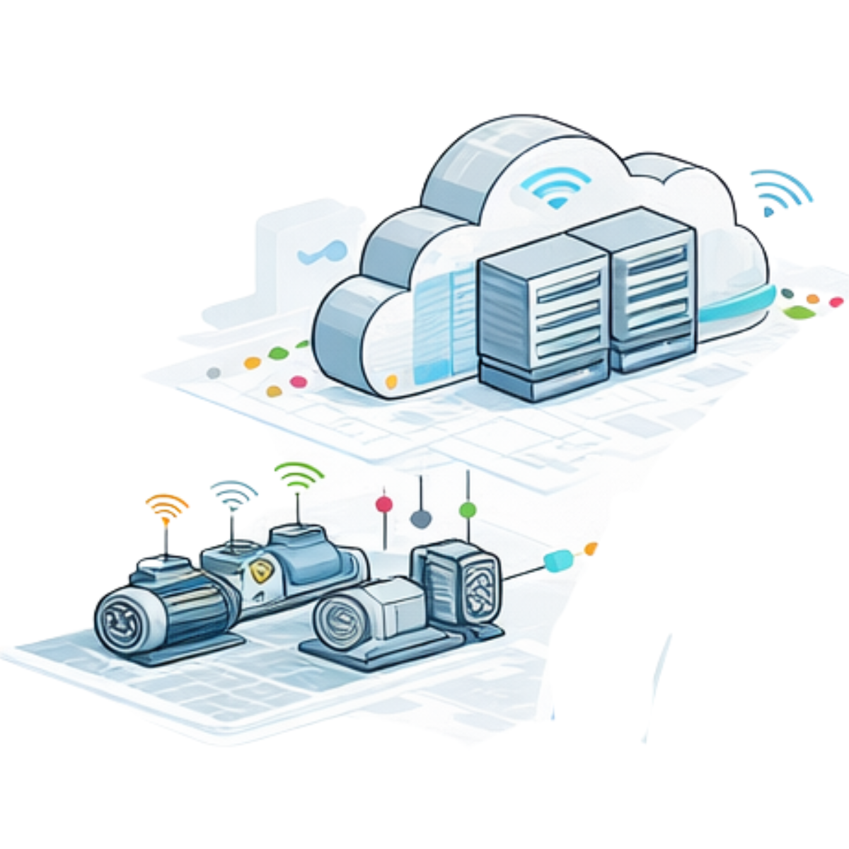 Procitec EAM cloud-connected industrial equipment illustration